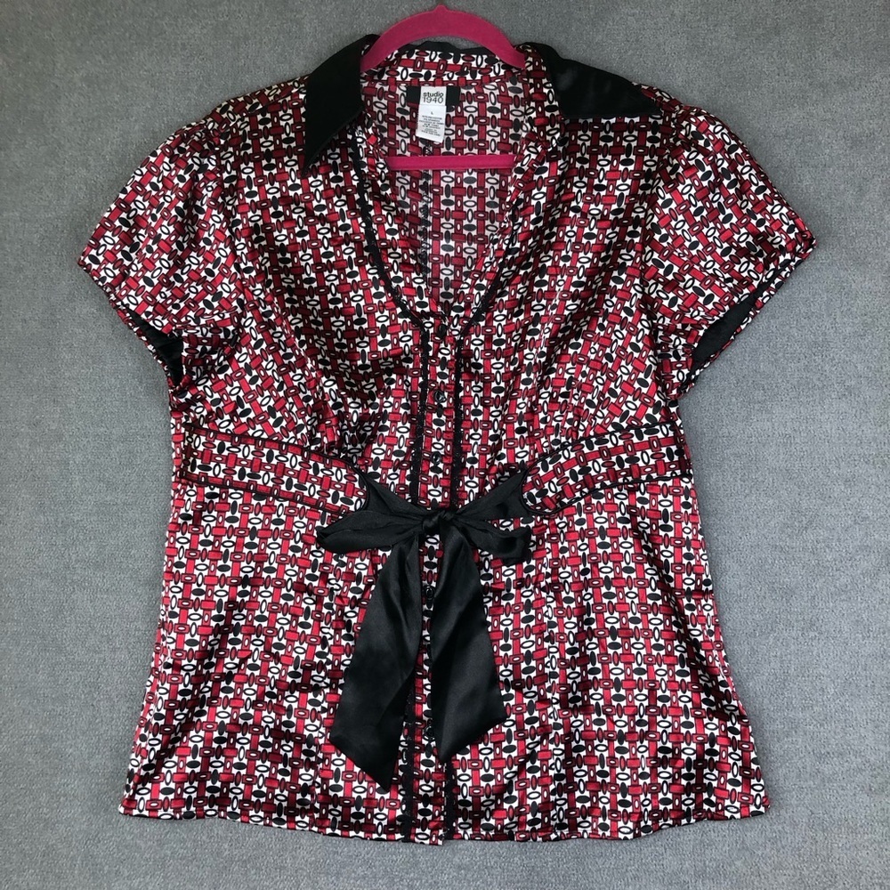 Studio 1940 vintage Y2K button down short sleeve blouse size L